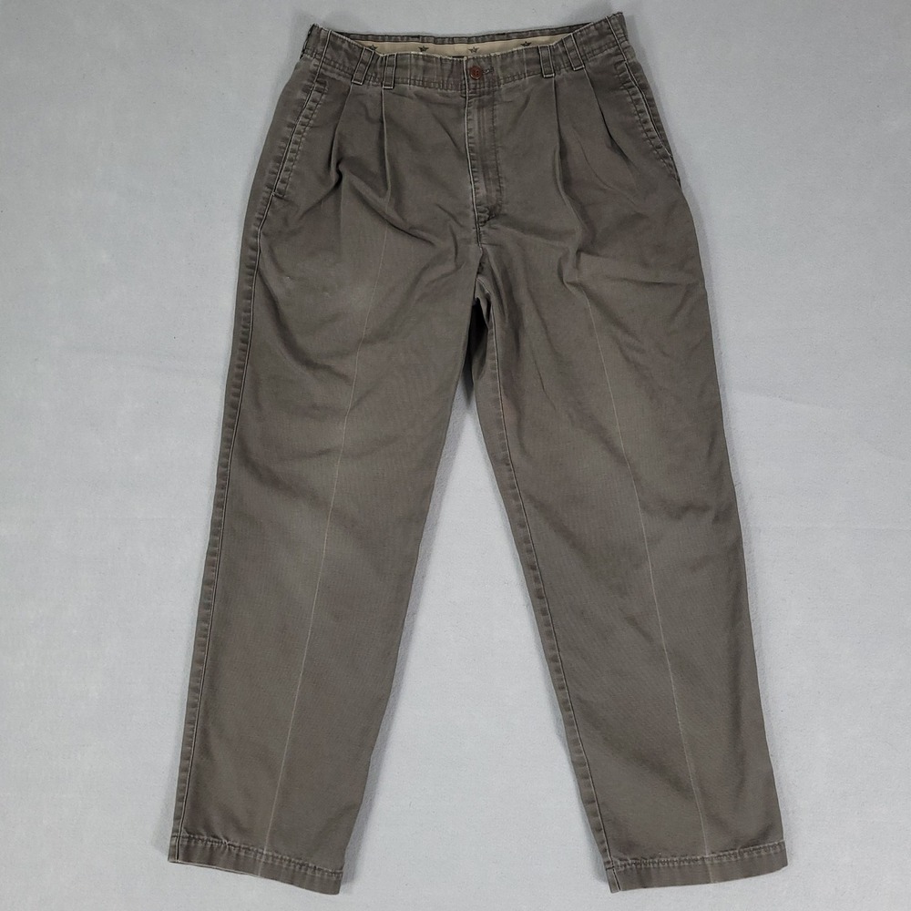 Vintage Dockers Pleated Chinos Men's 32x29* Brown Relaxed Cotton Made in USA '95